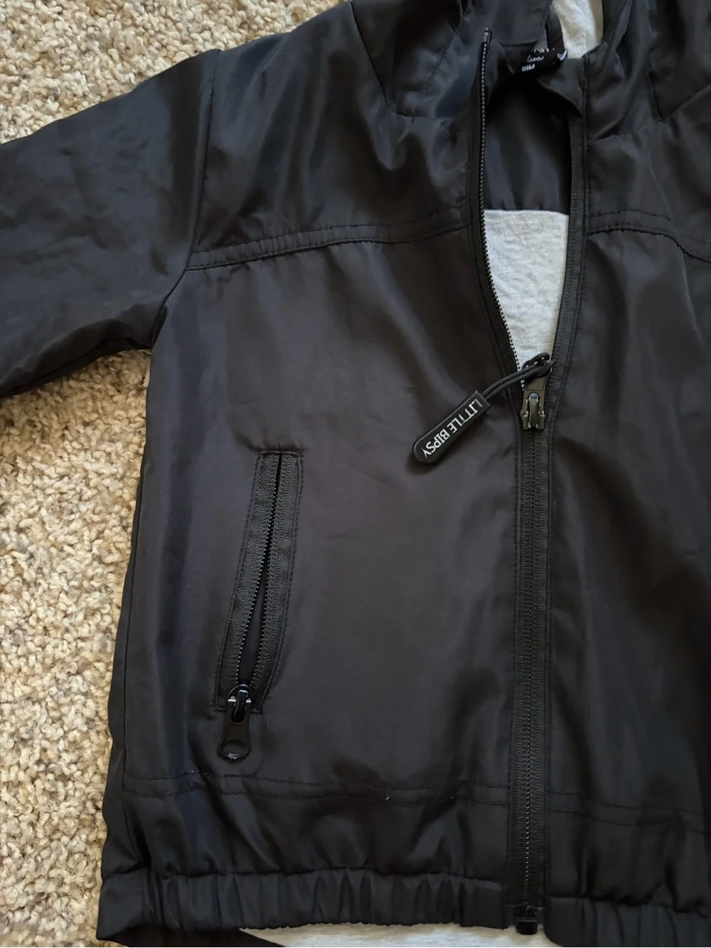 Black Hooded Windbreaker Jacket
